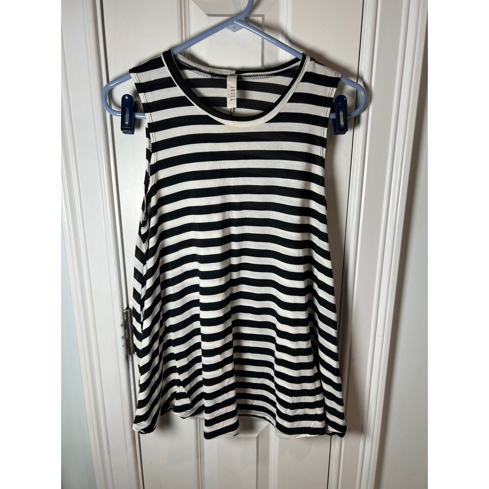 Jolie Los Angeles Women Black White Striped Sleeveless Swing Tank Top Small 7399